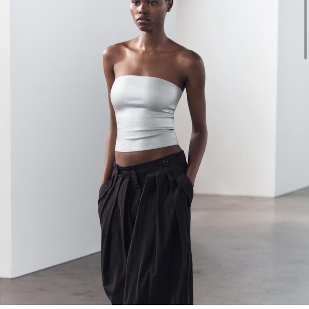 Stylish Zara silver Tube Top